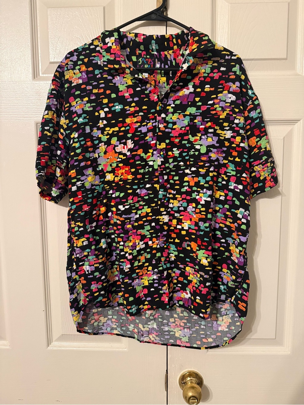 Jams World Black Button-Down Shirt with Multicolor Confetti Print